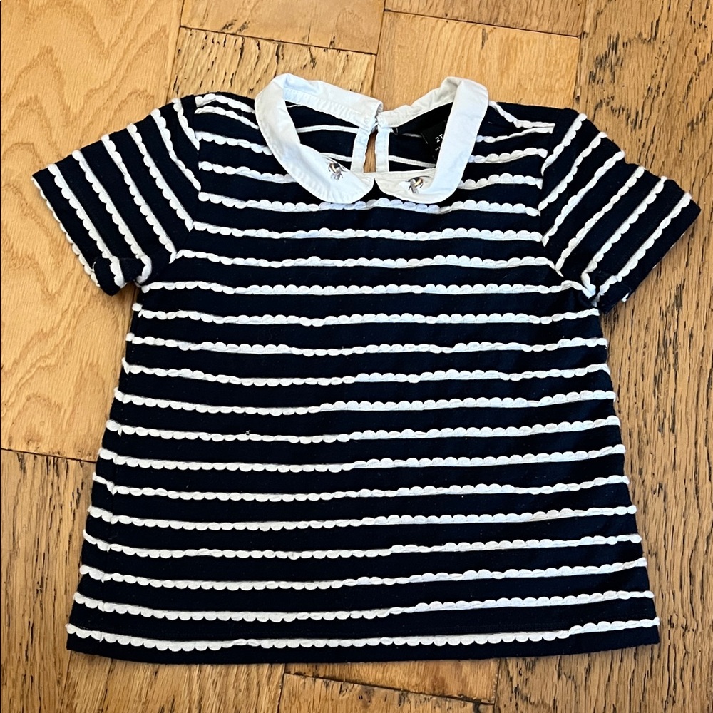 VICTORIA BECKHAM - Classic Navy and White Striped Kids top with bees
